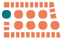 outline of North Dakota with 8 circles, in two rows, in the inside, representing the 8 Regions. The top left circle is highlighted.