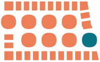 outline of North Dakota showing 8 circles in the middle, representing the 8 Regions