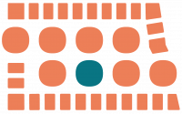 outline of North Dakota showing 8 circles in the middle, representing the 8 regions